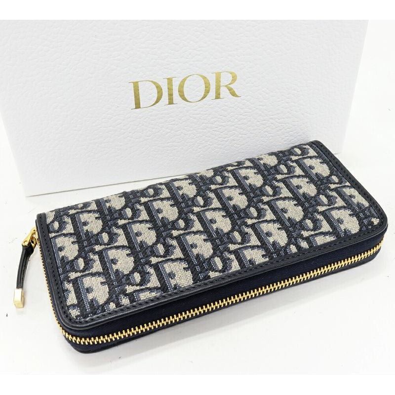 Dior Round Zipper Long Wallet With Change Pocket Oblique Jacquard 30 — view 2