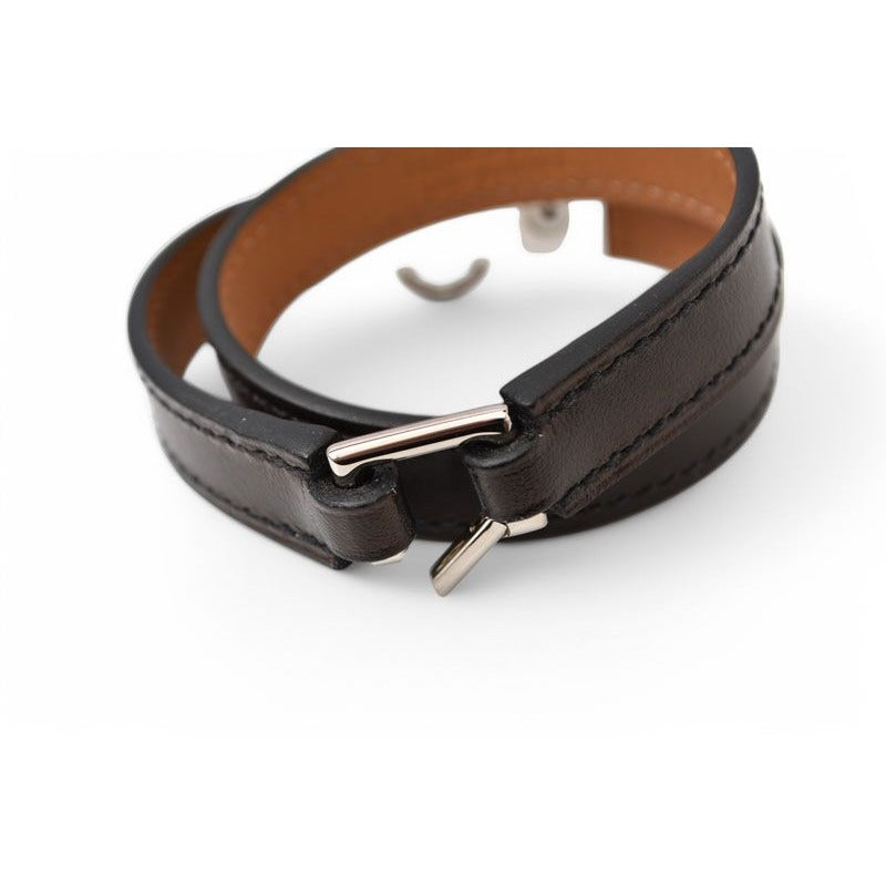 Hermes Bangle Bracelet Rival Doubletour Black Silver XS Size — view 4