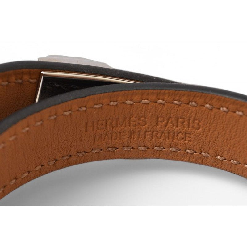 Hermes Bangle Bracelet Rival Doubletour Black Silver XS Size — view 5