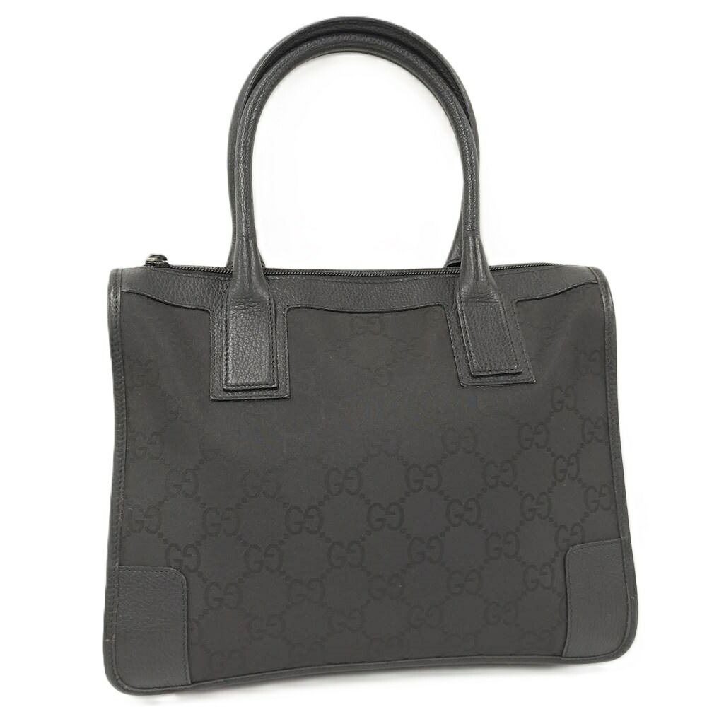 Gucci Tote Shoulder Bag GG Nylon Canvas Black