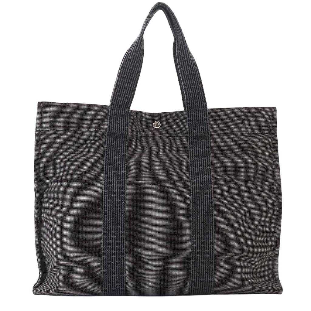 Hermes Her Line Tote GM Canvas Gray Silver Herline