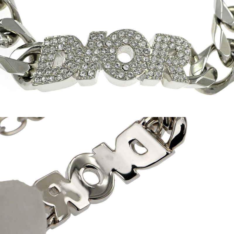 Dior Bracelet Silver Color Logo Rhinestone Accessory Man — view 4
