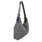 Fendi Shoulder Bag Zucchino Nylon Canvas Navy Silver — view 2