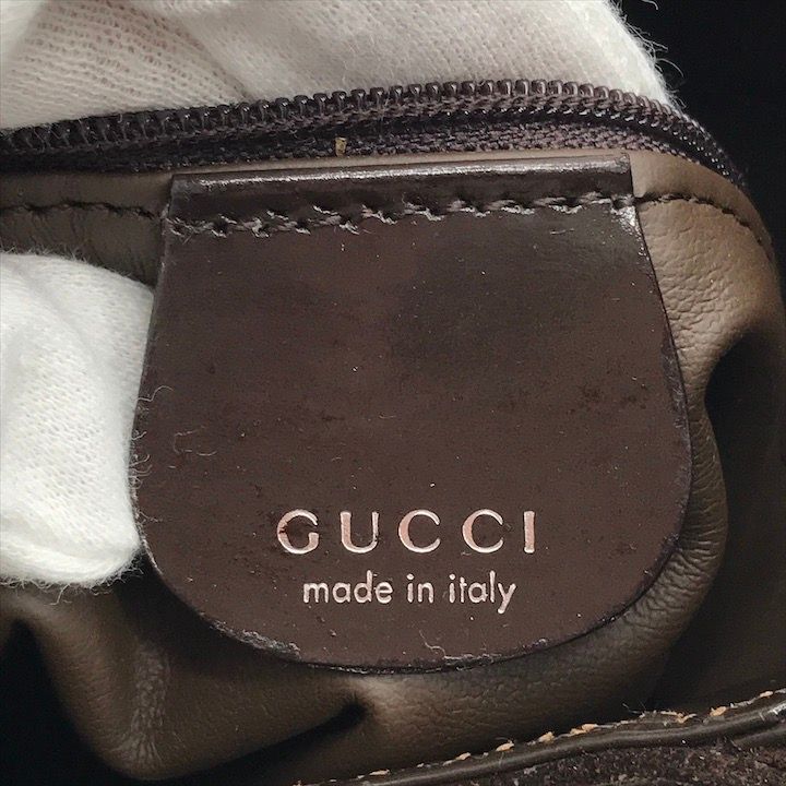 Gucci Suede Triple Zipper Vintage Shoulder Bag Brown — view 9