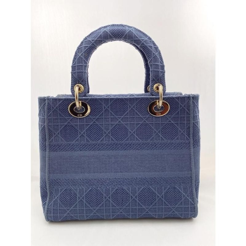 Dior Cannage Lady D-Lite Medium Bag Denim Navy Bu — view 2