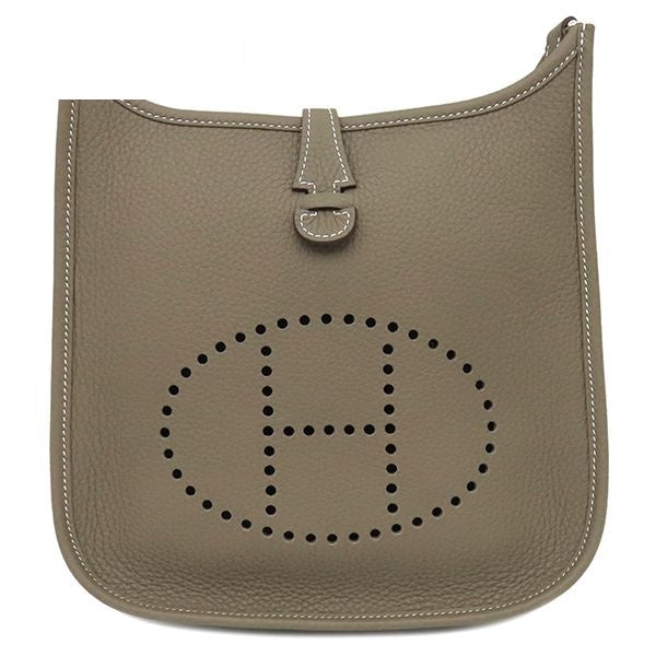 Hermes Shoulder Bag Evelyne 3 23 Taurillon Clemence Etoupe Silver Gray