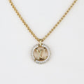 Louis Vuittone By Night Necklace Metal Rhinestone Gold Circle Pendant