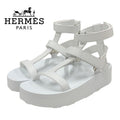 Hermes Enid Sandals Shoes Leather White