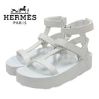 Hermes Enid Sandals Shoes Leather White