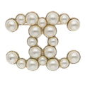 Chanel CC Logo Faux Pearl Brooch