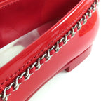 Chanel with Coco Mark Parts Patent Leather Chain Loafers Red — view 4