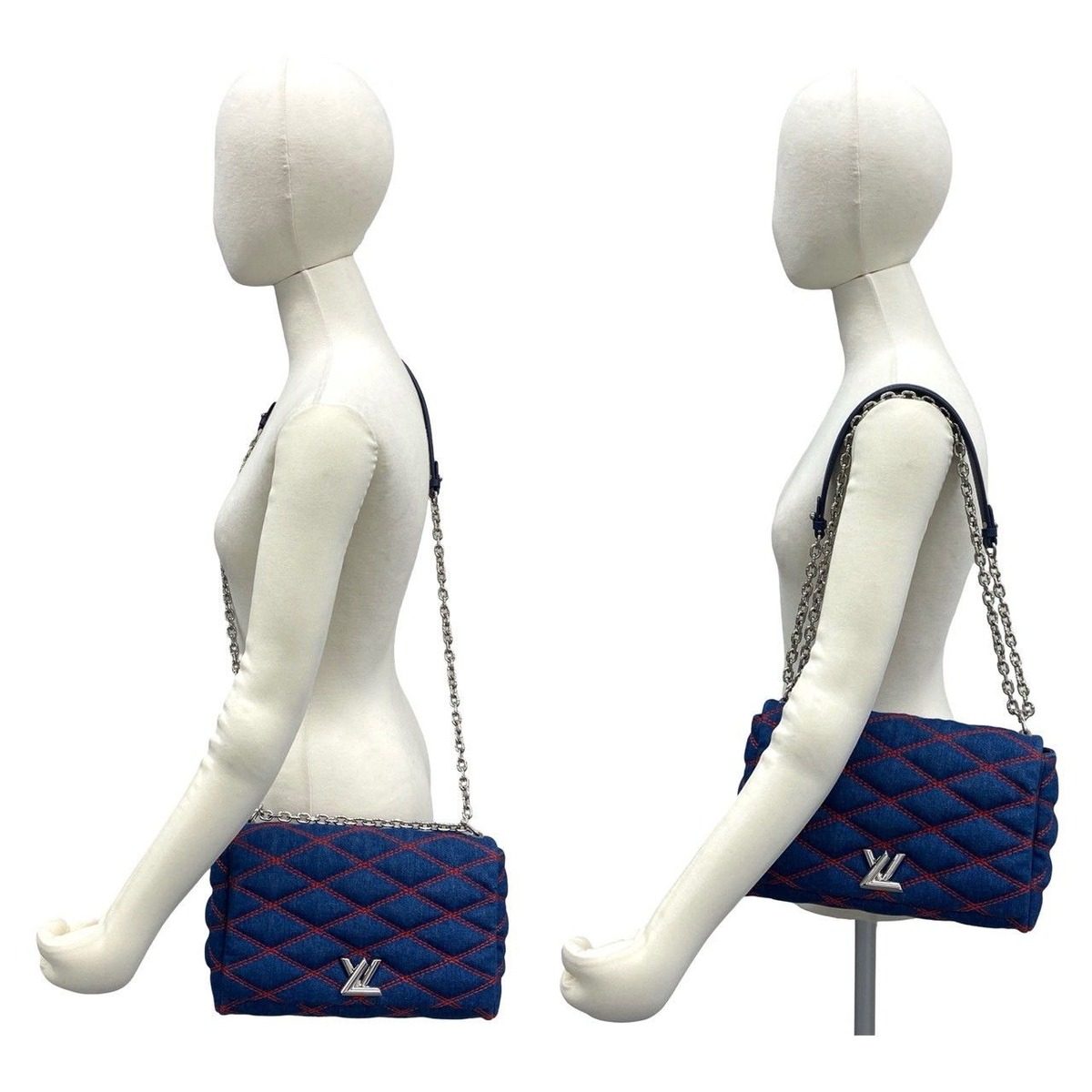 Louis Vuitton Maltage Quilted Denim Turnlock Chain Shoulder Bag Blue — view 2