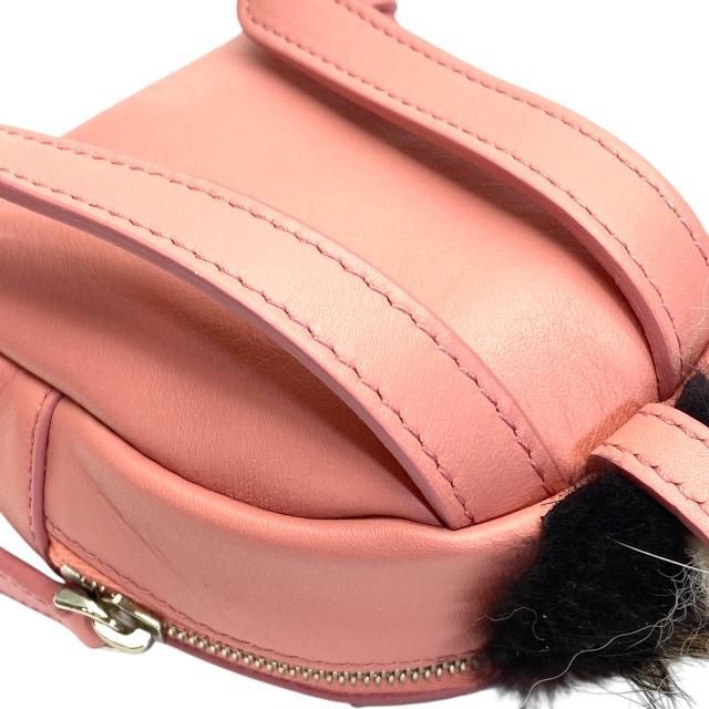 Fendi 7 Ar457 Monster Bugs Charm Key Holder Bag Small Leather Pink