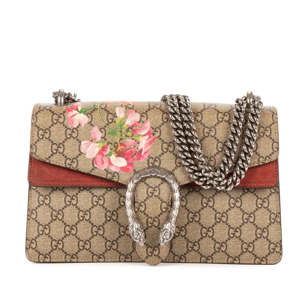 Gucci Blooms Dionysus Beige Burgundy Supreme Canvas Shoulder Bag