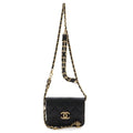 Chanel Quilted CC Logo Belt Bag Chain Pouch Caviar Leather Black Gold