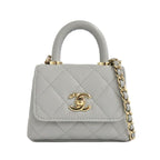 Chanel Quilted Top Handle Flap Bag Caviar Leather Coco 11 cm — view 3