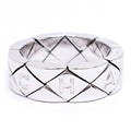 Chanel 18k White Gold Quilted Ring Logo Bullion Polished
