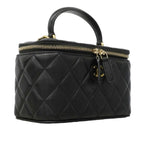 Chanel Vanity Bag Quilted Lambskin Black Gold 2-Way — view 2