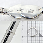 Gucci Interlocking Slim Ring Black Color Enamel Star Silver Gourmet Chain