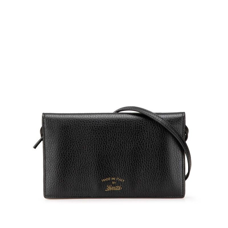 Gucci Swing Wallet Shoulder Bag Black Leather