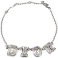 Christian Dior Logo Metal Rhinestone Silver Bracelet 0087