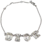 Christian Dior Logo Metal Rhinestone Silver Bracelet 0087