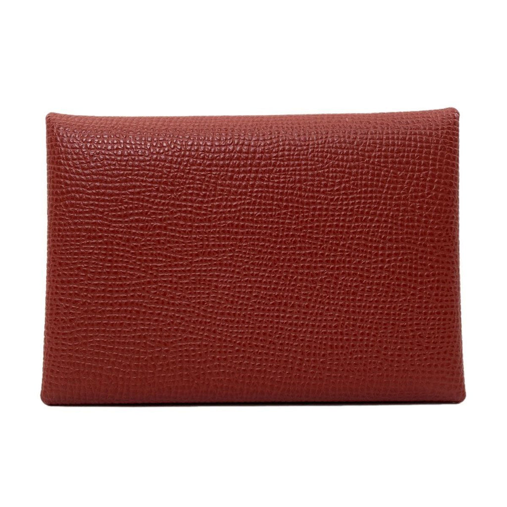 Hermes Calvi Duo Verso Silver Card Case Calf