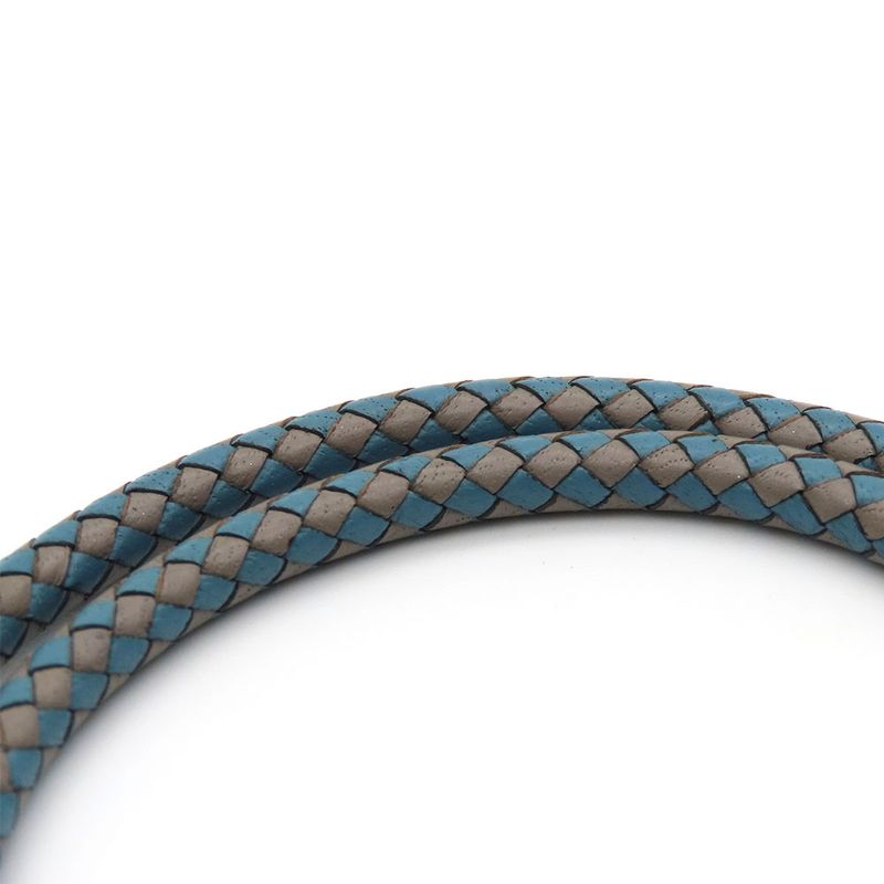 Hermes Bracelet Jumbo Breath Metal Leather Blue Gray Gold Hardware 2 Strands — view 4