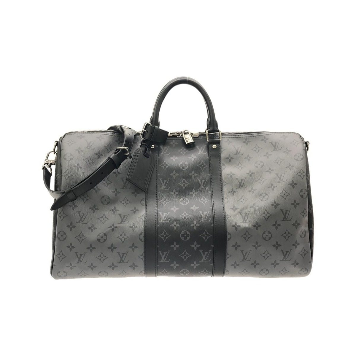 Louis Vuitton Monogram Eclipse Reverse Keepall Bandouliere Boston Bag