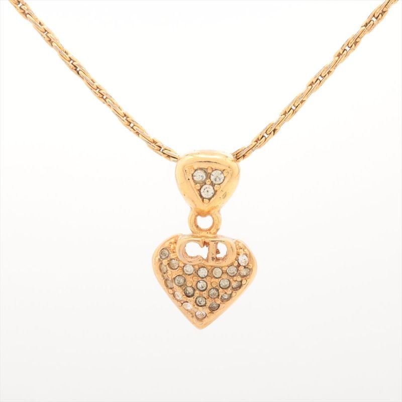 Christian Dior CD Logo Necklace GP With Rhinestones — view 2