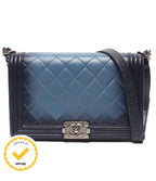 Chanel Chain Shoulder Bag Silver Single Flap Boy 25