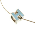 Hermes Caged Ash H Cube Metal Light Blue Necklace 1327