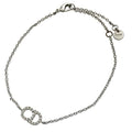Christian Dior Bracelet Bangle Clair D LUNE CD Logo Metal Rhinestone Silver