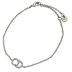 Christian Dior Bracelet Bangle Clair D LUNE CD Logo Metal Rhinestone Silver