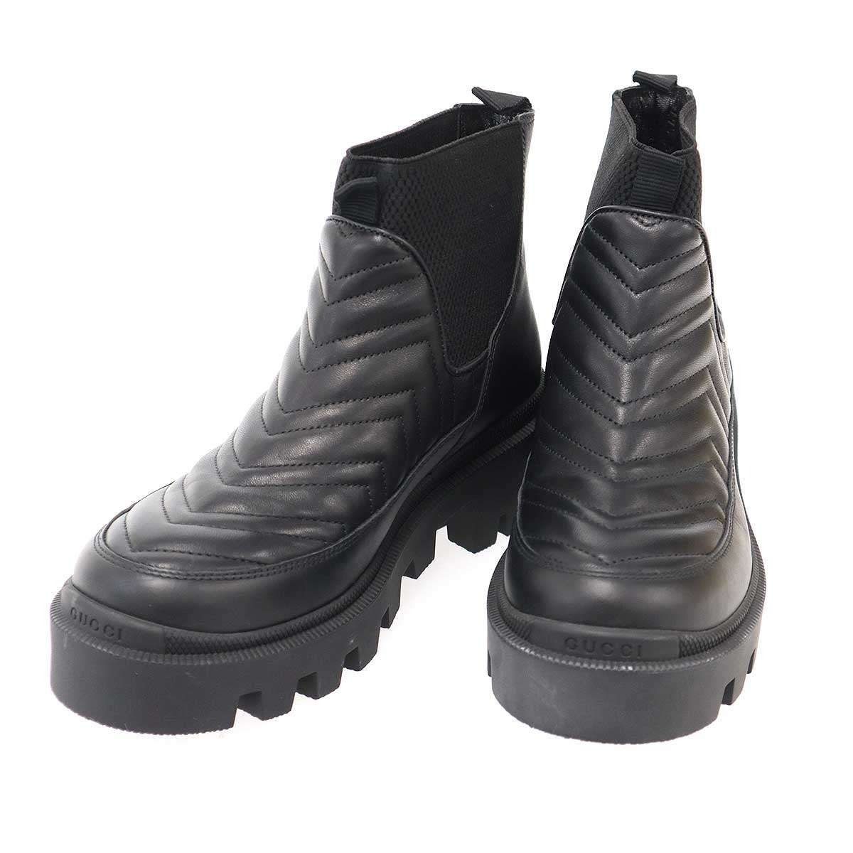 Gucci Side Gore Leather Boots Black 36.5