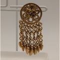 Chanel Earrings CC Logo Gold Fringe Swing Single Ear