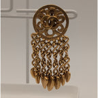 Chanel Earrings CC Logo Gold Fringe Swing Single Ear