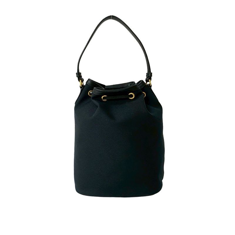 Prada Duet Logo Canvas Leather Drawstring 2-Way Handbag