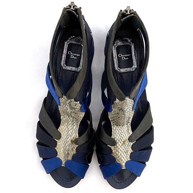 Christian Dior Gurkha Sandals Silver Blue Navy — view 4