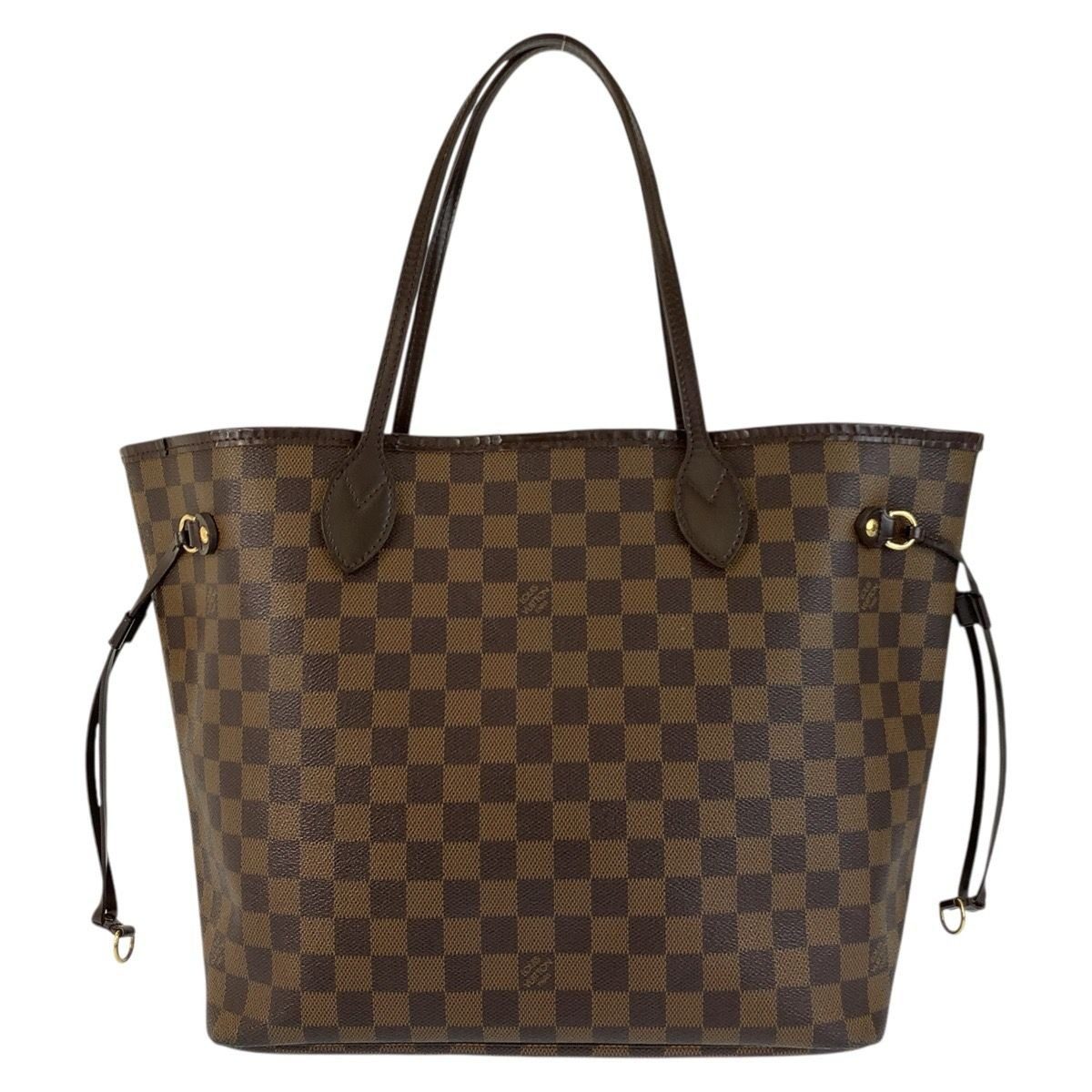 Louis Vuitton Damier Neverfull MM Brown Gold Tote Shoulder Bag