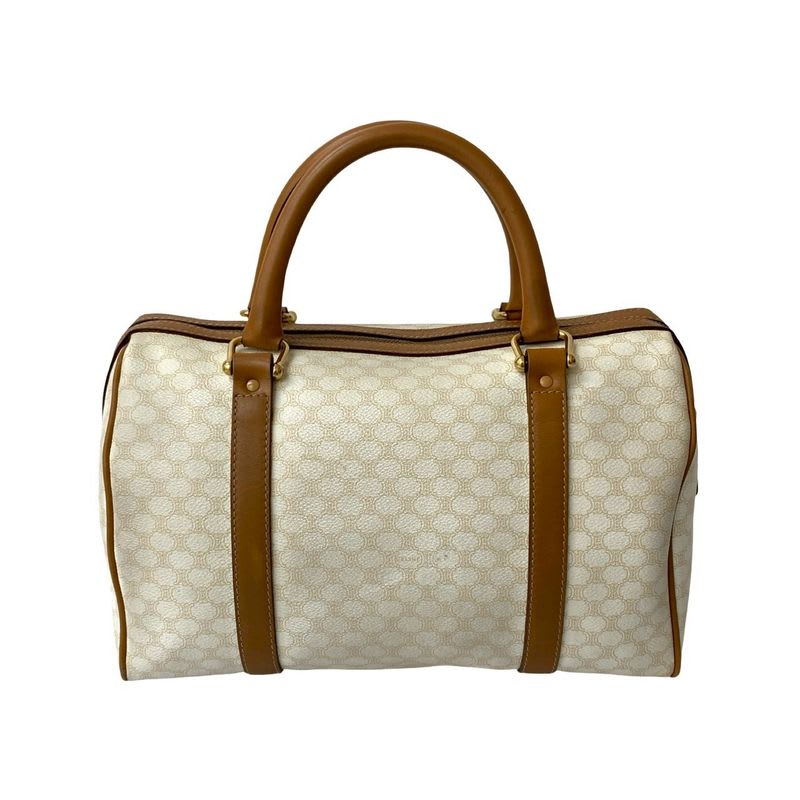 Celine Vintage Macadam Blason Triomphe Pattern Leather Handbag Mini Boston Bag