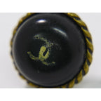 Chanel CC Logo Earrings Plastic Gold Plated Black — view 4
