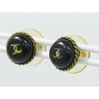 Chanel CC Logo Earrings Plastic Gold Plated Black — view 6