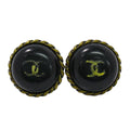 Chanel CC Logo Earrings Plastic Gold Plated Black