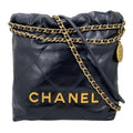 Chanel Shoulder Bag 22 Mini As3980 Shiny Calfskin Black Chain Gold Hardware