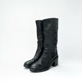 Chanel Boots Long Shoes Calfskin Black Coco Mark Middle