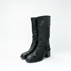 Chanel Boots Long Shoes Calfskin Black Coco Mark Middle