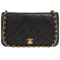 Chanel Quilted Lambskin Black Gold Chain Shoulder Bag