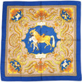 Hermes Carre 90 Turkish Horse Cheval Turc Silk Blue Scarf 0118