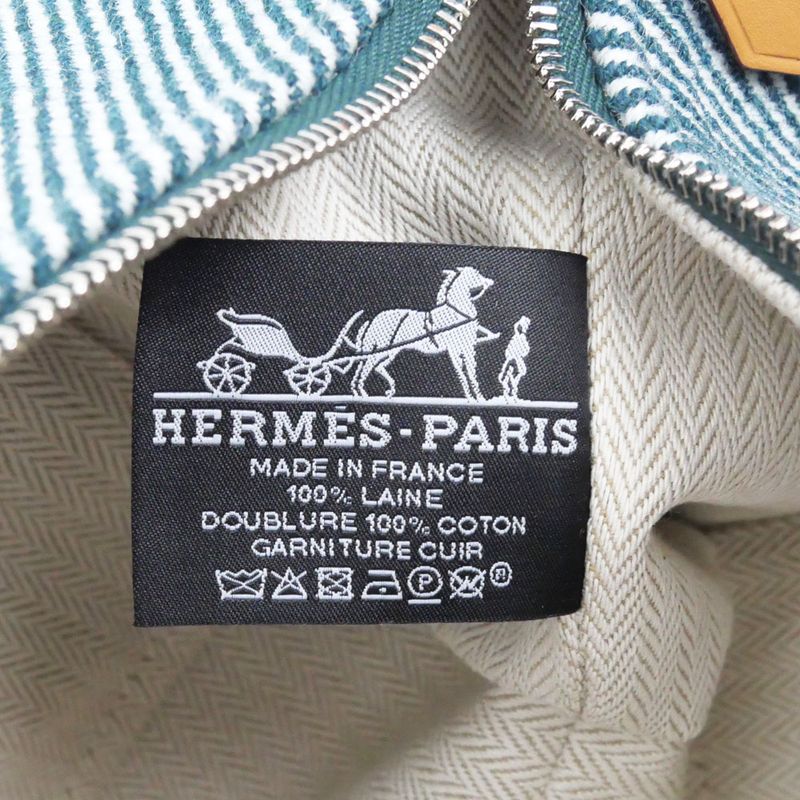 Hermes Brid A Black PM Au-carre Handbag Pouch Vert Foret — view 8